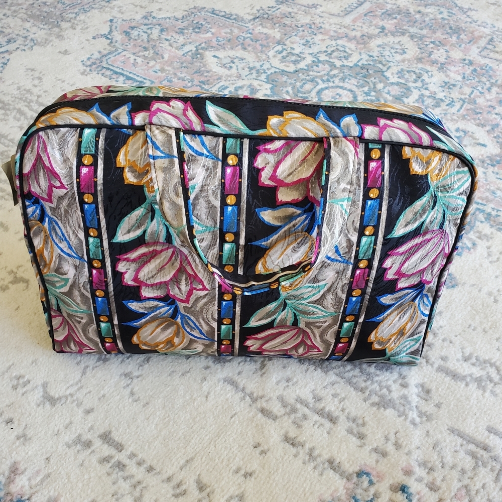 Vintage Christian Dior Floral Print Multi Color Zip Around Bag NWT Designer Boho - Picture 10 of 16